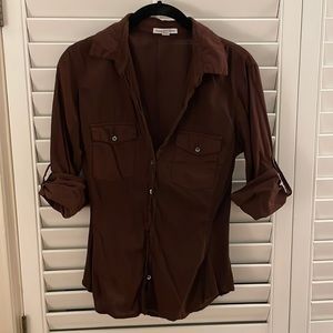 James Perse ribbed panel button shirt